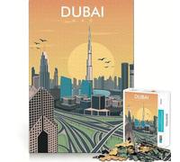 Puzzle da 1000 pezzi per ragazzi con illustrazione dello skyline di Dubai,taglio perfetto,logica divertente,giocattolo divertente,gioco tranquillo,divertimento per il compleanno (38x52cm)