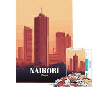 Puzzle da 1000 pezzi per ragazzi con illustrazione dello skyline di Nairobi Kenya Gioco interattivo ed educativo Regalo di Babbo Natale segreto ideale per passare il tempo durante le vacanze (75x50cm)