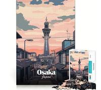 Puzzle da 1000 pezzi per ragazzi con illustrazione dello skyline di Osaka,taglio preciso,gioco stimolante per la mente,relax e attività per il compleanno (38x52cm)
