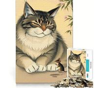 Puzzle da 1000 pezzi per ragazzi con illustrazione di gatto e topo,intagli precisi,gioco divertente per allenare la concentrazione e creare un'atmosfera rilassante,regalo di Natale (38x26cm)