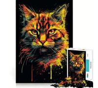 Puzzle da 1000 pezzi per ragazzi con illustrazione di gatto,incastro preciso,gioco divertente,svago e concentrazione,decorazione natalizia da parete (38x52cm)
