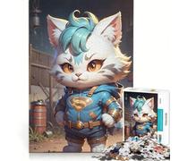 Puzzle da 1000 pezzi per ragazzi con illustrazione di Superman e del suo gatto gioco impossibile sfida difficile regalo per amici e familiari 38x52cm
