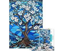 Puzzle da 1000 pezzi per ragazzi con illustrazione di un albero fiorito in vetro colorato ideale anche per adulti Gioco divertente di analisi e logica regalo di Natale o compleanno (38x52cm)