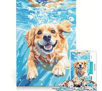 Puzzle da 1000 pezzi per ragazzi con illustrazione di un cane felice che nuota sott'acqua, giocattolo fai-da-te, migliora la memoria, collezione d'artista, belle arti 38x52cm