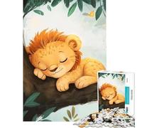 Puzzle da 1000 pezzi per ragazzi con illustrazione di un cucciolo di leone addormentato Gioco rompicapo stimolante ideale come regalo o per decorare la casa (dimensioni 38x52cm)