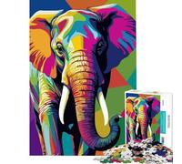 Puzzle da 1000 pezzi per ragazzi con illustrazione di un elefante colorato in stile pop art gioco per famiglie sfida per l'intelligenza giocattolo che crea dipendenza regalo per il Secret Santa