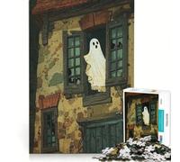 Puzzle da 1000 pezzi per ragazzi con illustrazione di un fantasma alla finestra, gioco rompicapo, decorazione perfetta, ogni pezzo è unico 38x52cm