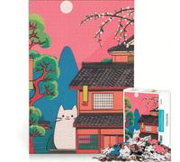 Puzzle da 1000 pezzi per ragazzi con illustrazione di un gatto giapponese per strada, gioco impossibile, allena la mente e la mano, regalo di compleanno, regalo 38x52cm