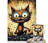 Puzzle da 1000 pezzi per ragazzi con illustrazione di un gatto pazzo gioco rilassante che migliora la memoria giocattolo decorativo per la casa per compleanni e Natale (75x50cm)
