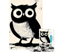 Puzzle da 1000 pezzi per ragazzi con illustrazione di un gufo in bianco e nero Gioco divertente ed educativo ideale come regalo di compleanno o antistress (dimensioni 50x75cm)