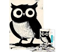 Puzzle da 1000 pezzi per ragazzi con illustrazione di un gufo in bianco e nero Gioco divertente ed educativo ideale come regalo di compleanno o antistress (dimensioni 38x26cm)