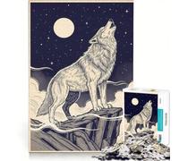 Puzzle da 1000 pezzi per ragazzi con illustrazione di un lupo che ulula alla luna gioco pratico per tutta la famiglia ideale come decorazione da scrivania 50x75cm
