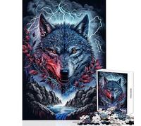 Puzzle da 1000 pezzi per ragazzi con illustrazione di un lupo dipinto gioco pratico taglio di precisione giocattolo antistress per rafforzare l'amore tra le coppie (52x38cm)