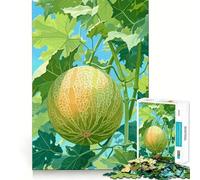 Puzzle da 1000 pezzi per ragazzi con illustrazione di un melone che cresce su una vite Taglio preciso,arte divertente,concentrazione,relax,gioco,regalo di compleanno (38x52cm)