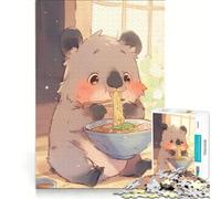 Puzzle da 1000 pezzi per ragazzi con illustrazione di un simpatico vombato che mangia ramen, giocattolo fai-da-te, stimolante da completare, regalo di compleanno, regalo di viaggio 38x52cm