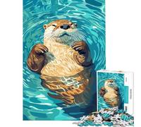 Puzzle da 1000 pezzi per ragazzi con illustrazione di una lontra che si rilassa nell'acqua Divertimento a casa attività per tutta la famiglia gioco pratico adatto a partire dai 14 anni (38x26cm)