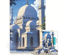 Puzzle da 1000 pezzi per ragazzi con illustrazione di una moschea bianca gioco rompicapo decorazione perfetta ogni pezzo è unico 50x75cm