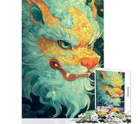 Puzzle da 1000 pezzi per ragazzi con illustrazione di una testa di drago gioco per famiglie antistress e per rafforzare l'amore di coppia (52x38cm)