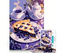 Puzzle da 1000 pezzi per ragazzi con illustrazione di una torta di mirtilli e natura morta,bordi precisi,gioco di logica,divertimento rilassante,regalo di Natale 50x75cm
