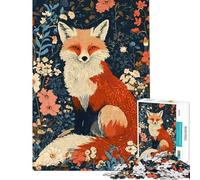 Puzzle da 1000 pezzi per ragazzi con illustrazione di una volpe in un giardino fiorito Puzzle per adulti giochi per famiglie un'opera d'arte un gioco stimolante un regalo (dimensioni 38x52cm)