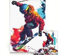 Puzzle da 1000 pezzi per ragazzi con illustrazione dinamica di uno sciatore, gioco pratico, di analisi e logica, adatto come decorazione da scrivania 50x75cm