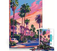 Puzzle da 1000 pezzi per ragazzi con immagine del tramonto di Beverly Hills,gioco di incastro preciso,gioco di abilità mentale,divertimento rilassante,ideale per compleanni (38x26cm)
