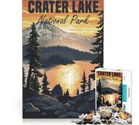 Puzzle da 1000 pezzi per ragazzi con immagine del tramonto sul Crater Lake National Park, gioco pratico, di analisi e logica, adatto come decorazione da scrivania 38x26cm
