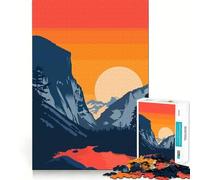 Puzzle da 1000 pezzi per ragazzi, con immagine del tramonto sul lago Yosemite, dai bordi netti, gioco che stimola la concentrazione, gioco lento e divertente, regalo di compleanno (38x26cm)