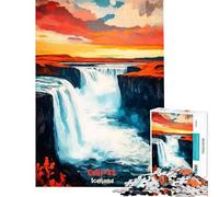 Puzzle da 1000 pezzi per ragazzi con immagine della cascata di Gullfoss poster artistico per adulti giocattolo fai da te regalo di compleanno per amici e familiari (dimensioni 38x52cm)