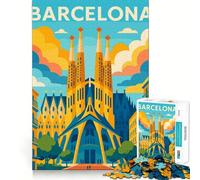 Puzzle da 1000 pezzi per ragazzi con immagine di Barcellona,Sagrada Familia e poster di viaggio Gioco di squadra perfetto,gioco cognitivo,regalo,gioco rilassante,divertente attività per compleanno