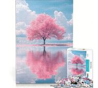 Puzzle da 1000 pezzi per ragazzi, con immagine di un ciliegio riflesso sull'acqua, decorazione da parete, regalo di compleanno, adatto per la decorazione della scrivania 38x26cm