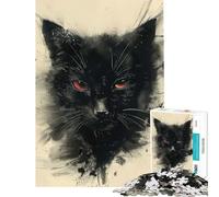 Puzzle da 1000 pezzi per ragazzi con immagine di un gatto nero e ombra giocattolo educativo per imparare e giocare in famiglia ideale come regalo (dimensioni 38x26cm)