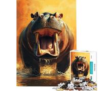 Puzzle da 1000 pezzi per ragazzi con ippopotamo scatenato nell'acqua Puzzle per ragazzi che migliora la memoria Lista dei desideri con Babbo Natale Gioco educativo per famiglie 50x75cm