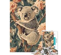 Puzzle da 1000 pezzi per ragazzi con koala su un albero fiorito Puzzle rilassante decorazione da parete ideale come regalo per tutta la famiglia (dimensioni 38x52cm)