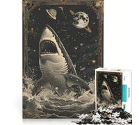 Puzzle da 1000 pezzi per ragazzi con la carta dei tarocchi dello squalo bianco gioco educativo divertente antistress collezione d'artista belle arti 50x75cm