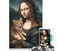 Puzzle da 1000 pezzi per ragazzi con la gatta Monna Lisa, giocattolo fai-da-te, interazione genitore-figlio, compleanno e altre occasioni 38x52cm