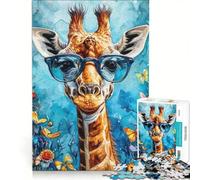 Puzzle da 1000 pezzi per ragazzi con la giraffa curiosa, giochi per famiglie, divertimento in famiglia, collezione d'artista, belle arti 50x75cm