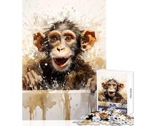 Puzzle da 1000 pezzi per ragazzi con la simpatica scimmia nella vasca da bagno Puzzle impegnativo per ragazzi ideale per compleanni Natale e giochi rompicapo per tutta la famiglia (38x26cm)