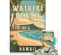 Puzzle da 1000 pezzi per ragazzi con la spiaggia di Waikiki alle Hawaii, gioco educativo, regalo di compleanno, collezione d'artista, opera d'arte 38x52cm