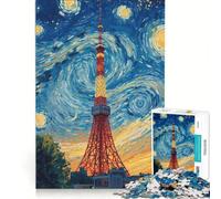 Puzzle da 1000 pezzi per ragazzi con la Torre di Tokyo e il dipinto "Notte stellata" ideale per rilassarsi e divertirsi a casa perfetto come regalo di compleanno o per qualsiasi altra occasione