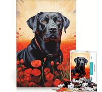 Puzzle da 1000 pezzi per ragazzi con Labrador tra i papaveri giochi rilassanti attività divertenti da fare in casa compleanno e Natale 50x75cm