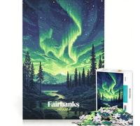 Puzzle da 1000 pezzi per ragazzi con l'aurora boreale di Fairbanks, Alaska, gioco educativo, difficile, regalo di compleanno, regalo di viaggio 50x75cm