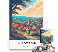Puzzle da 1000 pezzi per ragazzi con le dolci colline del Cotswolds, gioco rilassante, decorazione da parete, ideale per compleanni e Natale 50x75cm