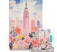 Puzzle da 1000 pezzi per ragazzi con l'Empire State Building ad acquerello, gioco educativo, difficile, regalo di compleanno, regalo di viaggio 50x75cm