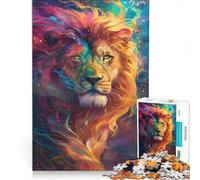 Puzzle da 1000 pezzi per ragazzi con leone dai colori super brillanti gioco educativo divertente attività da fare in casa rafforza l'amore tra le coppie 50x75cm