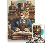 Puzzle da 1000 pezzi per ragazzi, con leone, ideale per la biblioteca intelligente, antistress, decorazione per la casa, collezione d'artista e belle arti 50x75cm