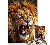 Puzzle da 1000 pezzi per ragazzi con leone ruggente divertente da dipingere ideale per attività in famiglia e come regalo per tutta la famiglia (38x52cm)
