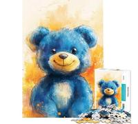Puzzle da 1000 pezzi per ragazzi con l'immagine di un allegro orso blu ideale per adulti e famiglie con un disegno da assemblare Un'ottima idea regalo per tutta la famiglia (dimensioni: 38x26cm)
