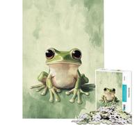 Puzzle da 1000 pezzi per ragazzi con l'immagine di una rana verde puzzle per adulti gioco rompicapo difficile regalo per amici e familiari (dimensioni 50x75cm)
