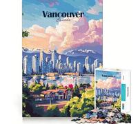 Puzzle da 1000 pezzi per ragazzi con lo skyline di Vancouver, incastro perfetto, gioco stimolante per la mente, divertimento e relax, con scena natalizia (50x75cm)